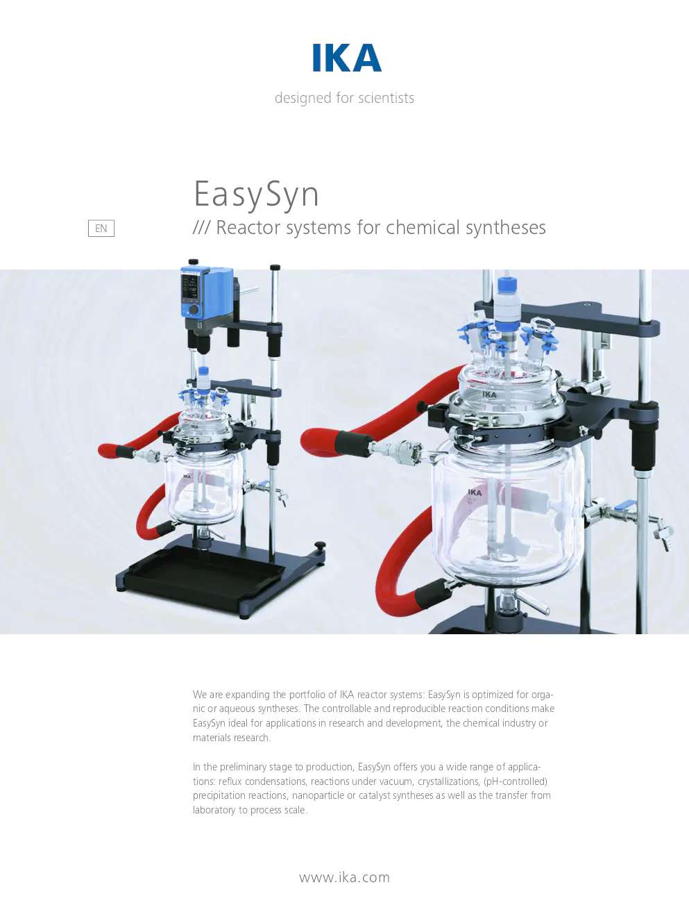 Image du document pdf : brochure des systèmes de réacteurs EasySyn pour synthèses chimiques  