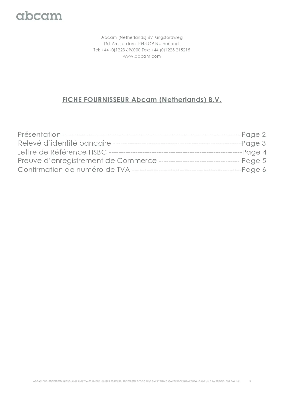 Image du document pdf : fiche fournisseur abcam netherlands b.v.  