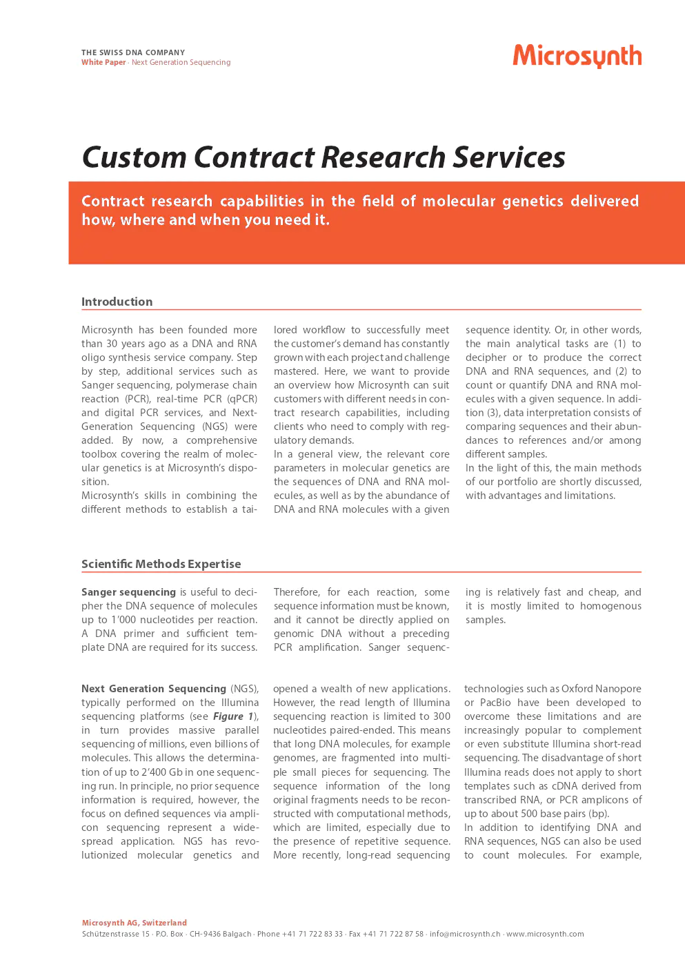 Image du document pdf : white paper sur le séquençage de prochaine génération par microsynth  