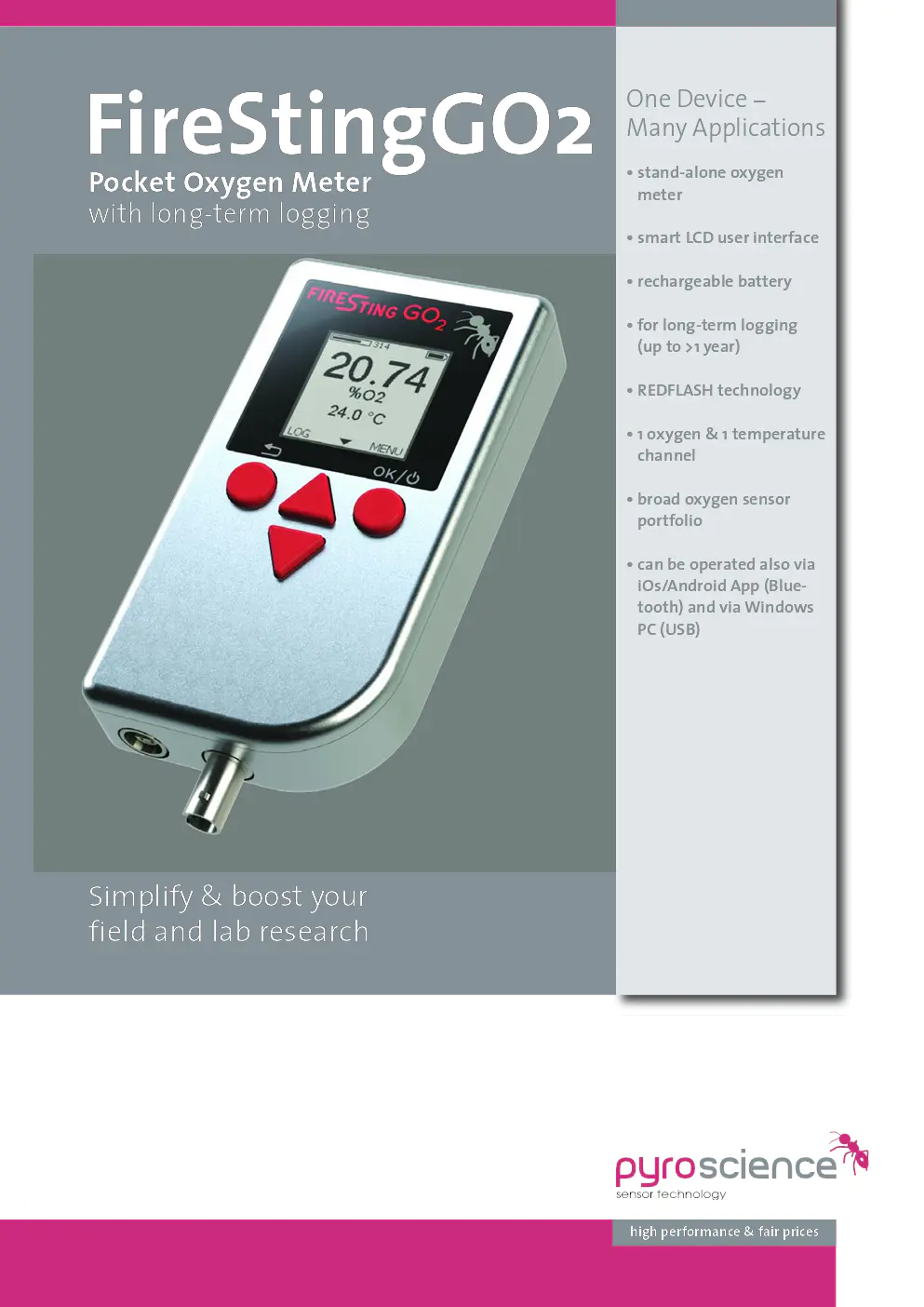 Image du document pdf : brochure du pocket oxygen meter FireStingGO2  